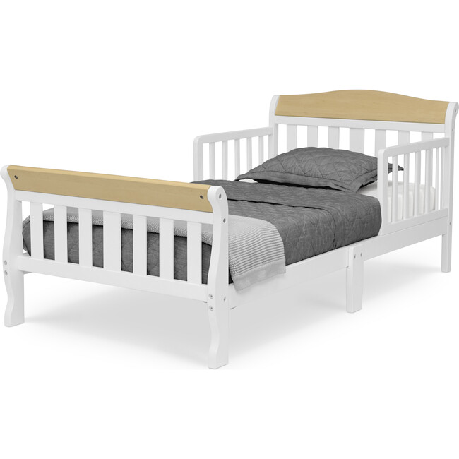 Canton Wood Toddler Bed With Guardrails, White - Beds - 2