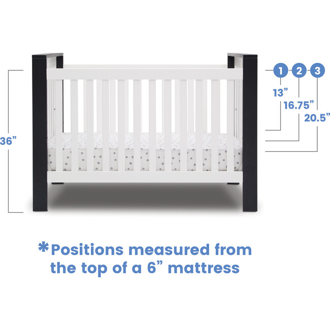 Miles 4-In-1 Convertible Crib, Dark Grey & White - Cribs - 4
