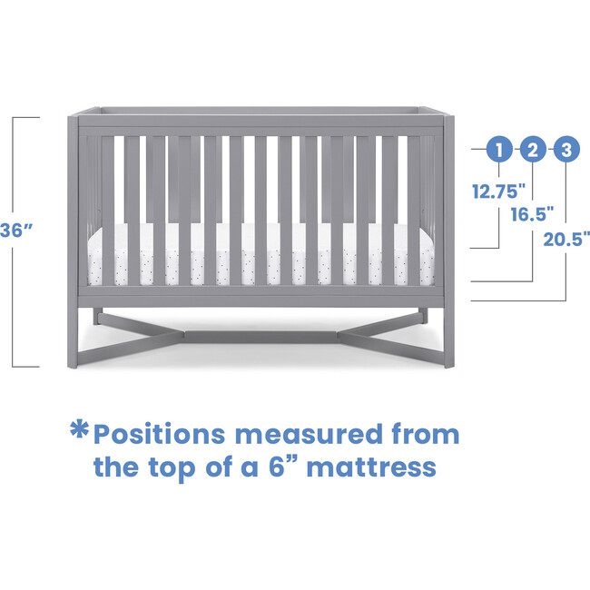 Tribeca 4-In-1 Baby Convertible Crib, Grey - Cribs - 4
