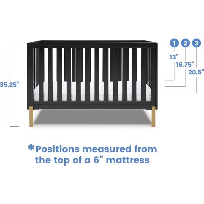 Hendrix 4-In-1 Convertible Crib, Grey - Cribs - 4
