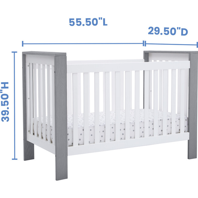 Miles 4-In-1 Convertible Crib, Grey & White - Cribs - 5