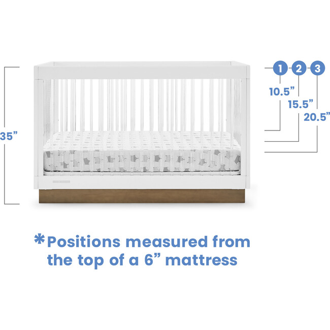 James Acrylic 4-In-1 Convertible Crib, White - Cribs - 4
