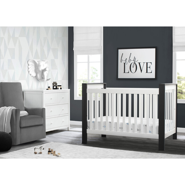 Miles 4-In-1 Convertible Crib, Dark Grey & White - Cribs - 6