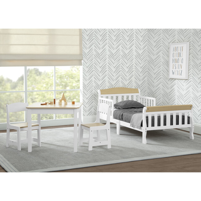 Canton Wood Toddler Bed With Guardrails, White - Beds - 5