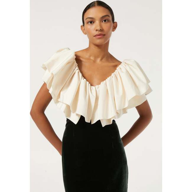 Women's Velvet Quentin Dress, Macadamia Forest - Dresses - 5