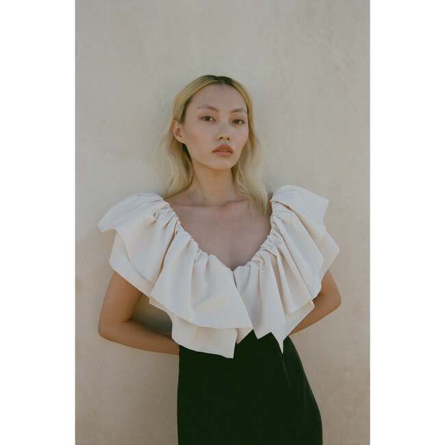 Women's Velvet Quentin Dress, Macadamia Forest - Dresses - 6