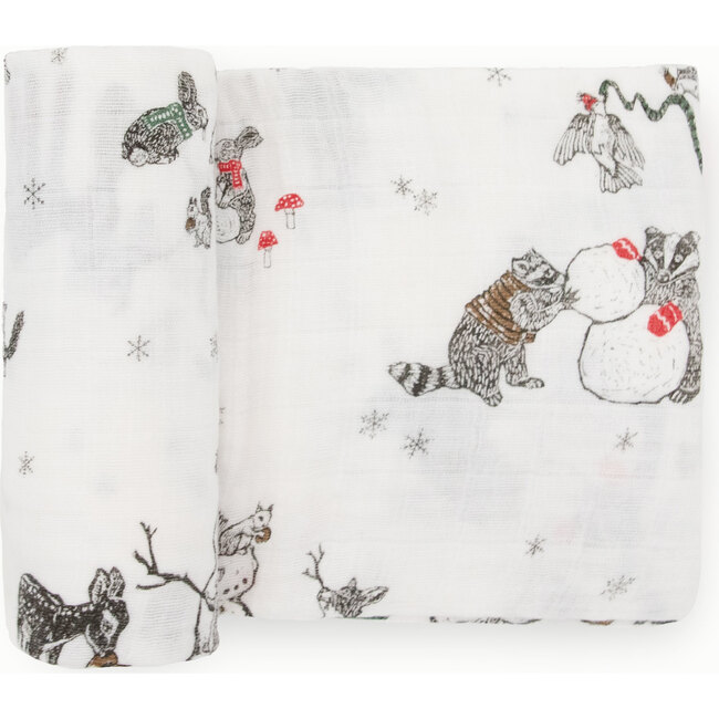 Cotton Muslin Single Swaddle, Snow Day