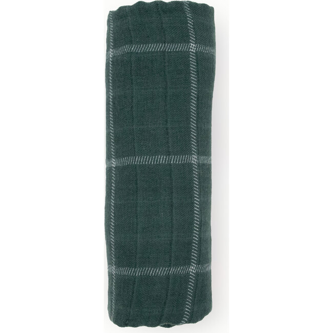 Cotton Muslin Single Swaddle, Evergreen Plaid - Swaddles - 2