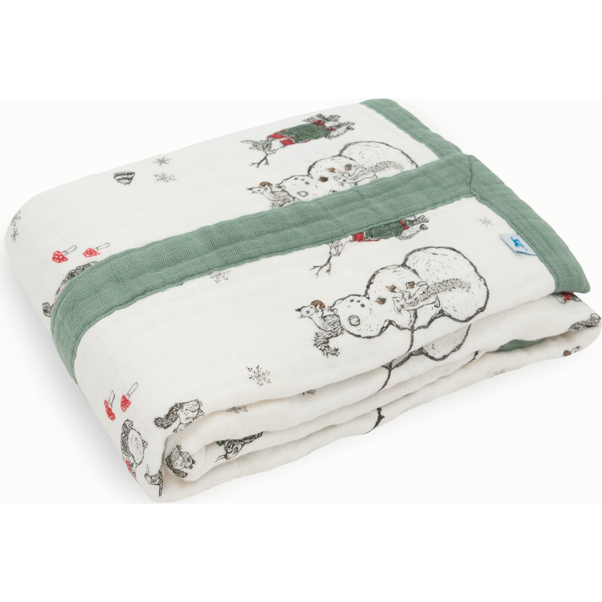 Cotton Muslin Baby Quilt, Snow Day - Swaddles - 1