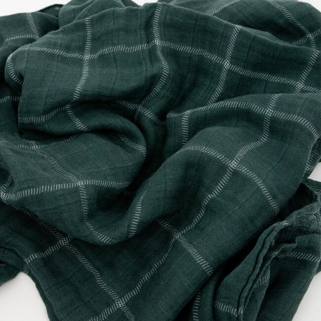 Cotton Muslin Single Swaddle, Evergreen Plaid - Swaddles - 4