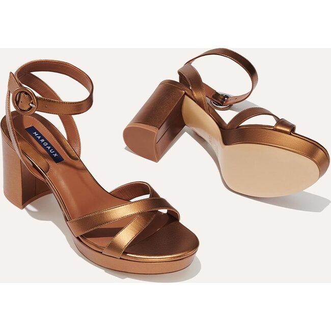 Women's Platform Sandal, Bronze Nappa - Sandals - 2
