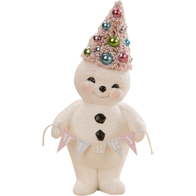Pastel Merry Snowman With Tree
