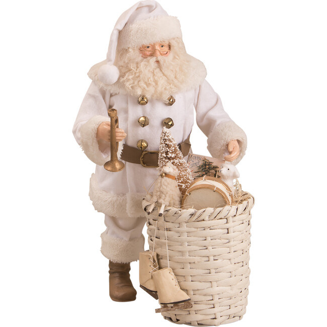 Winter Dressed Santa with Basket of Toys