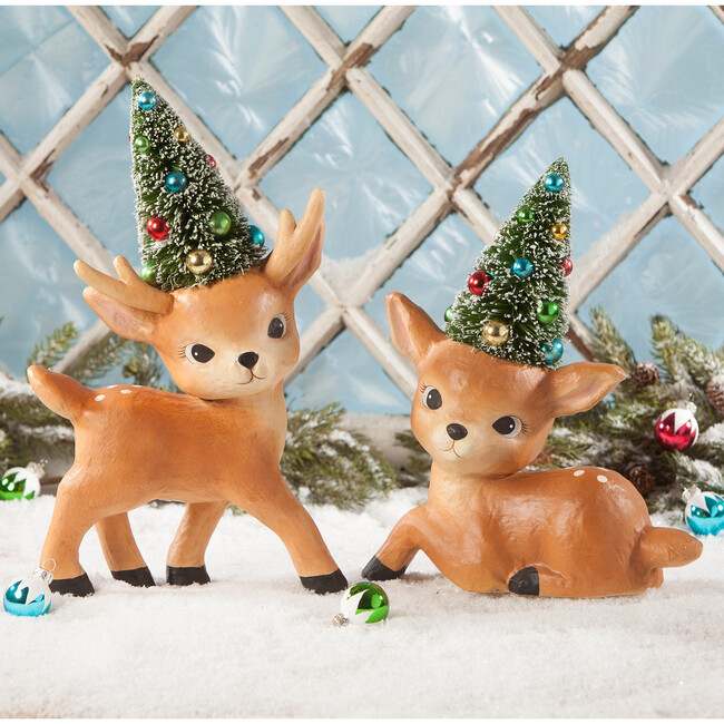 Resting Merry & Bright Reindeer Large Paper Mache - Accents - 2