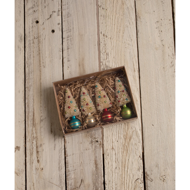 Retro Bottle Brush and Baubles Ornaments, Set of 4 - Accents - 2