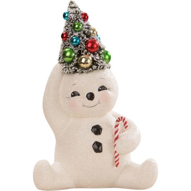 Retro Candy Cane Snowman With Tree