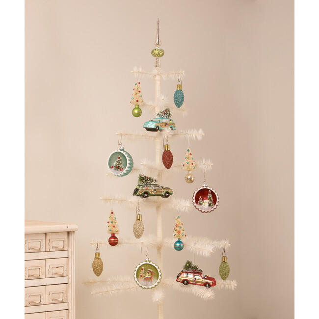 Retro Bottle Brush and Baubles Ornaments, Set of 4 - Accents - 3