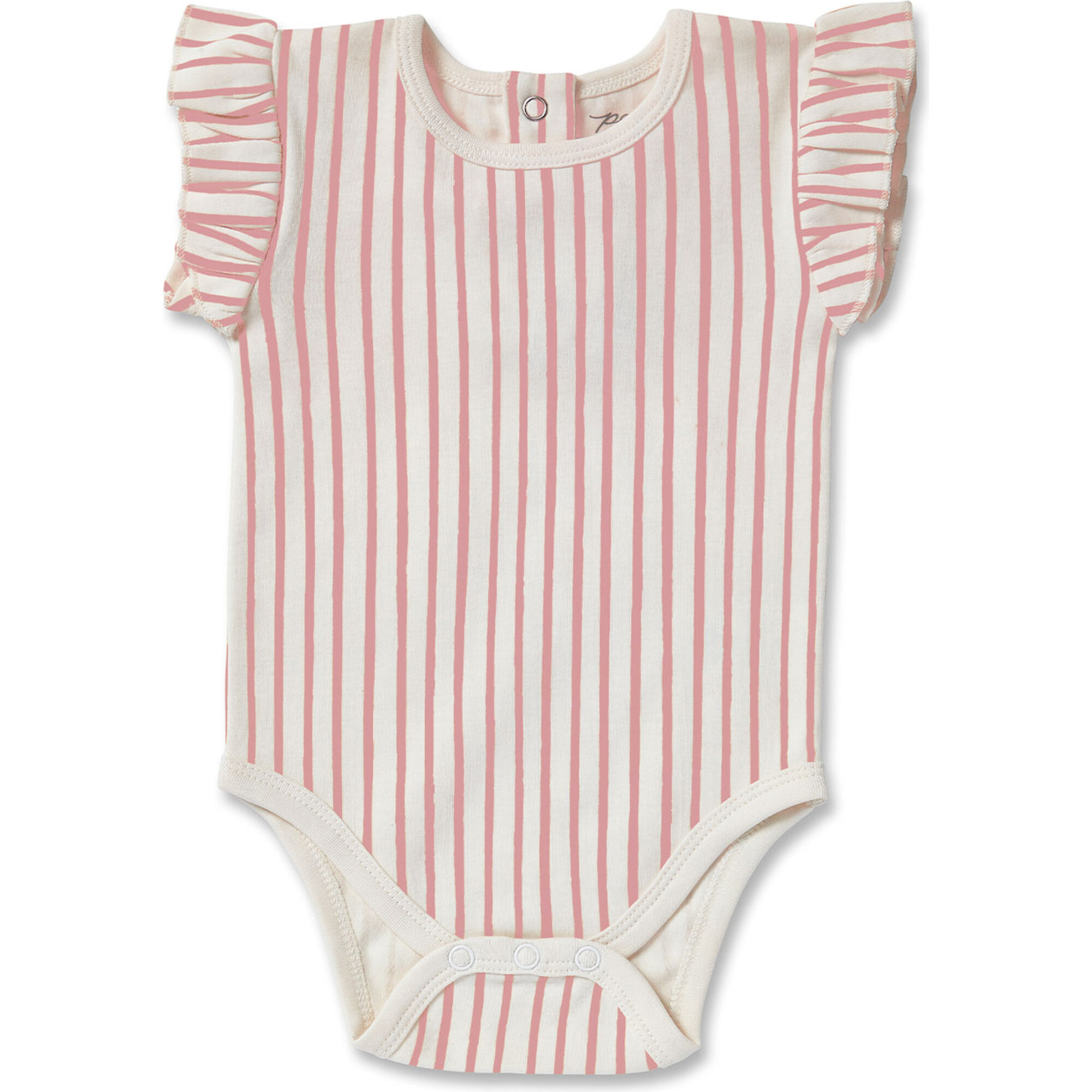 Stripes Away Sleeveless Ruffle One-Piece, Peony - Onesies - 1