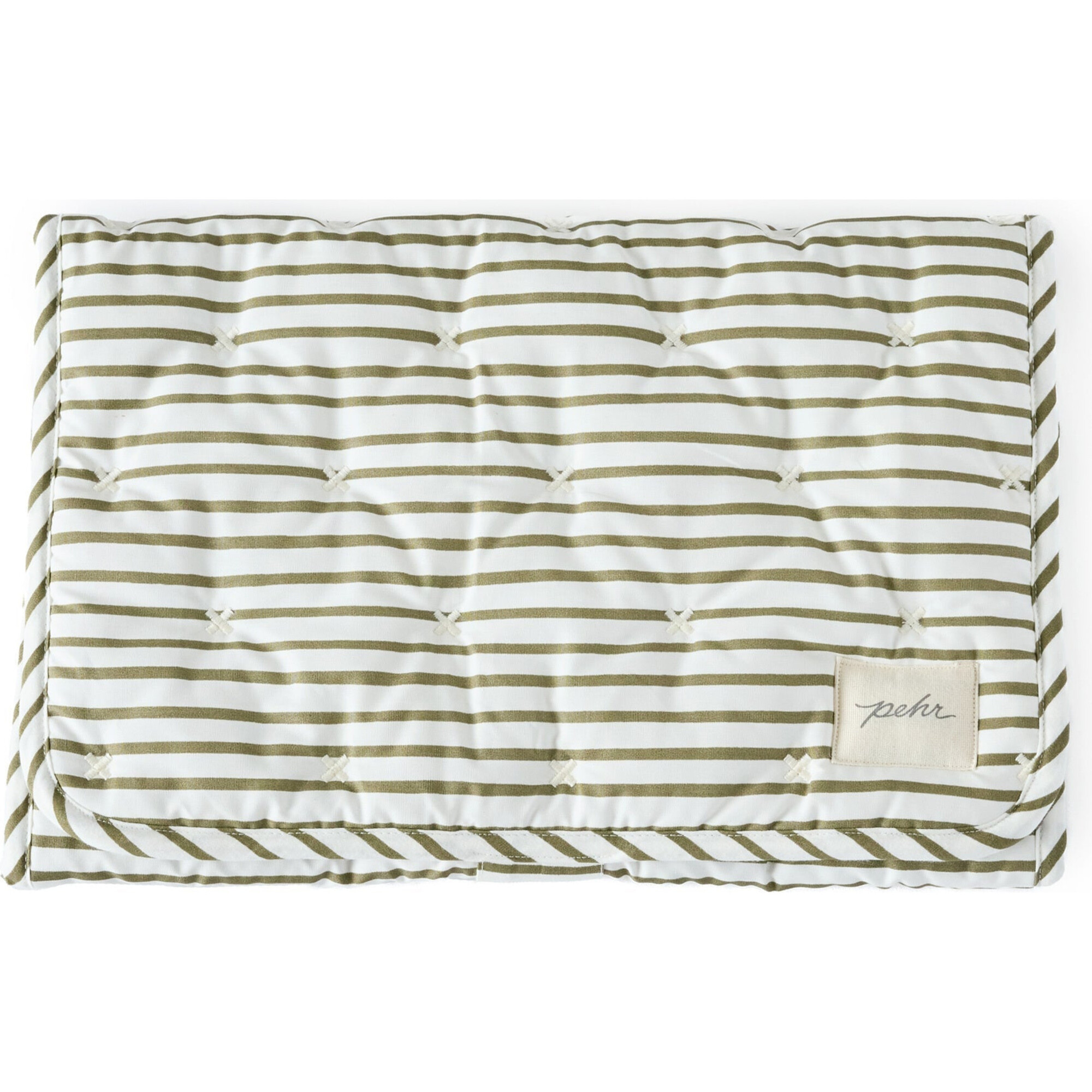 Stripes Away On The Go Portable Changing Pad, Olive - Changing Pads - 1