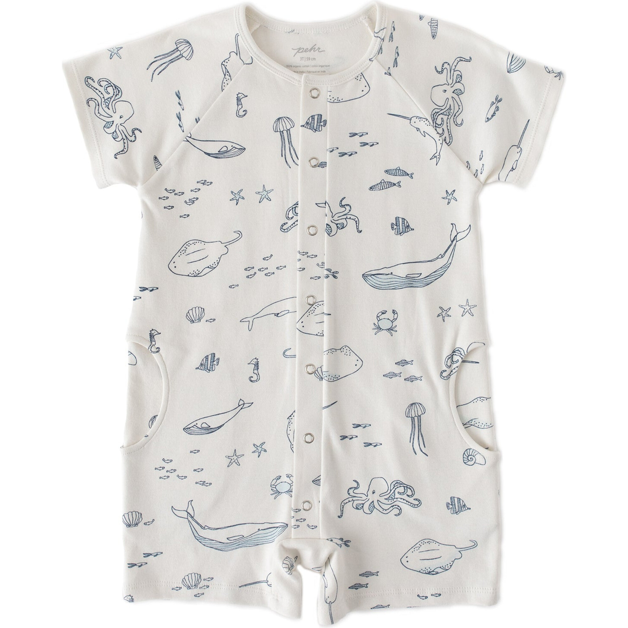 Short Sleeve Romper, Life Aquatic - Bodysuits - 1