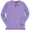 Heathered Long Sleeve Henley, Iris - T-Shirts - 1 - thumbnail