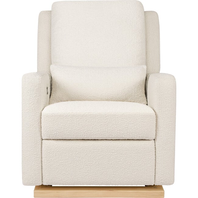 Sigi Electronic Recliner & Glider With USB Port, Ivory Boucle & Light Wood Base - Nursery Chairs - 3