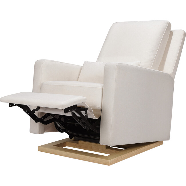 Sigi Recliner & Glider, Performance Cream Eco-Weave & Light Wood Base - Nursery Chairs - 3