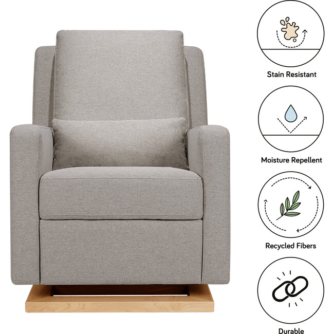 Sigi Recliner & Glider, Performance Grey Eco-Weave & Light Wood Base - Nursery Chairs - 8