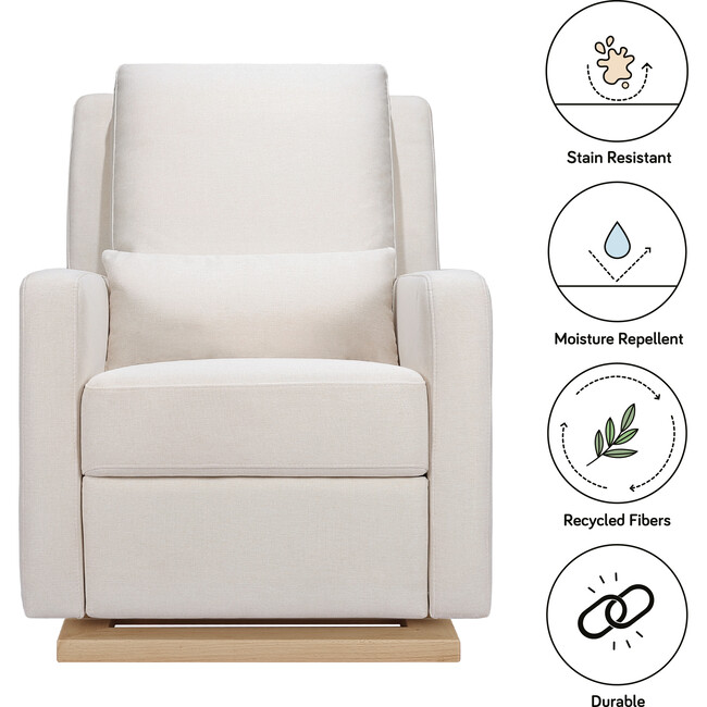 Sigi Recliner & Glider, Performance Cream Eco-Weave & Light Wood Base - Nursery Chairs - 9