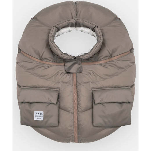 Zipped Puffy Car Seat Cocoon, Chestnut - Car Seat Accessories - 1