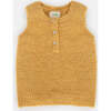 Fuzzy Ribbed Hem Sleeveless Henley Shirt, Amber - Shirts - 1 - thumbnail