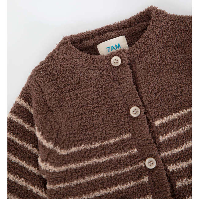 Fuzzy Striped Camisole & Cardigan Set, Choco & Pecan - Cardigans - 2