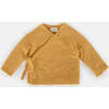 Fuzzy Ribbed Hem Long Sleeve Wrap Top, Amber - Sweaters - 1 - thumbnail