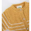 Fuzzy Striped Camisole & Cardigan Set, Amber & Ecru - Cardigans - 2