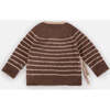 Fuzzy Striped Long Sleeve Wrap Top, Choco & Pecan - Sweaters - 3