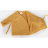 Fuzzy Ribbed Hem Long Sleeve Wrap Top, Amber - Sweaters - 2