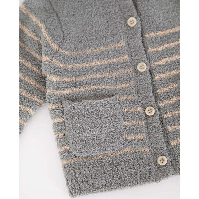 Fuzzy Striped Camisole & Cardigan Set, Gris & Pecan - Cardigans - 2