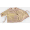 Fuzzy Striped Long Sleeve Wrap Top, Pecan & Chartreuse - Sweaters - 2