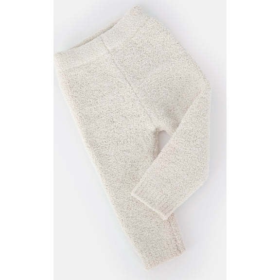 Fuzzy Ribbed Cuff Leggings, Ecru - Leggings - 2