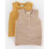 Fuzzy Ribbed Hem Sleeveless Henley Shirt, Amber - Shirts - 3