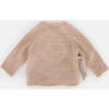 Fuzzy Ribbed Hem Long Sleeve Wrap Top, Pecan - Sweaters - 3