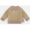 Fuzzy Striped Long Sleeve Wrap Top, Pecan & Chartreuse - Sweaters - 3