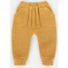 Fuzzy Drawstring Waist Ribbed Cuff Joggers, Amber - Sweatpants - 1 - thumbnail