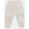 Fuzzy Drawstring Waist Ribbed Cuff Joggers, Ecru - Sweatpants - 1 - thumbnail