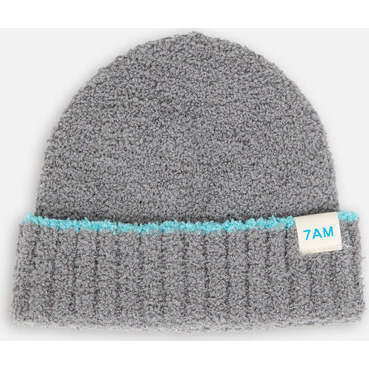 Piped Beanies, Gris & Bright Cyan