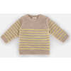 Long Sleeve Striped Top, Pecan & Chartreuse - Sweaters - 1 - thumbnail