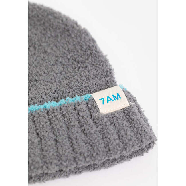 Piped Beanies, Gris & Bright Cyan - Hats - 2