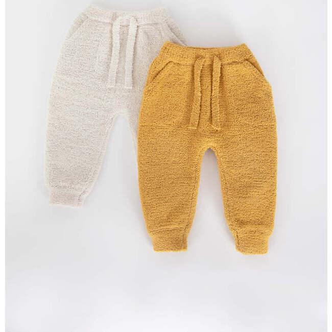 Fuzzy Drawstring Waist Ribbed Cuff Joggers, Amber - Sweatpants - 4