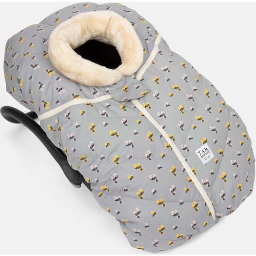 Floral Print Zipped Puffy Car Seat Cocoon, Autumn Blossom - Car Seat Accessories - 2