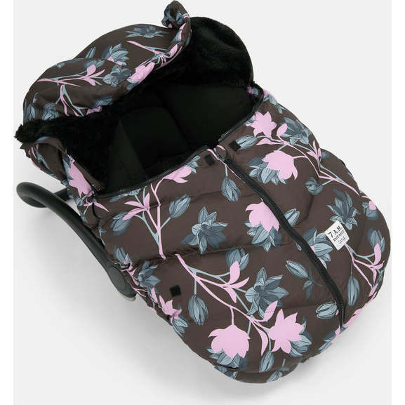 Floral Print Zipped Puffy Car Seat Cocoon, Nightingale Garden - Car Seat Accessories - 3